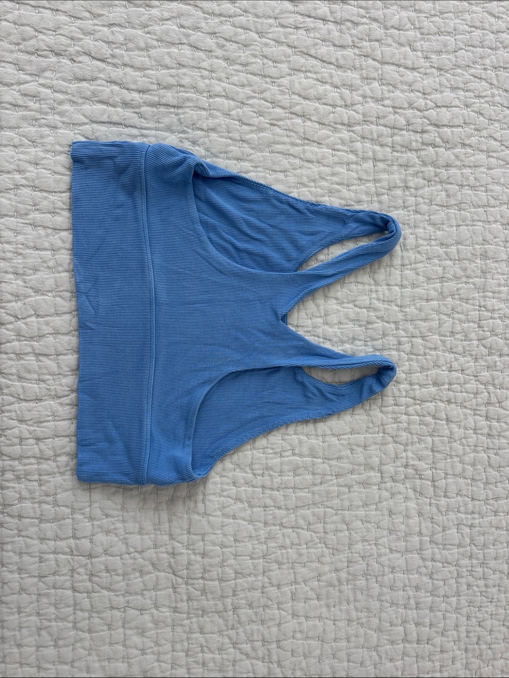 Love Tree Blue Ribbed Scoop Racerback Crop Tank - Picture 2 of 3